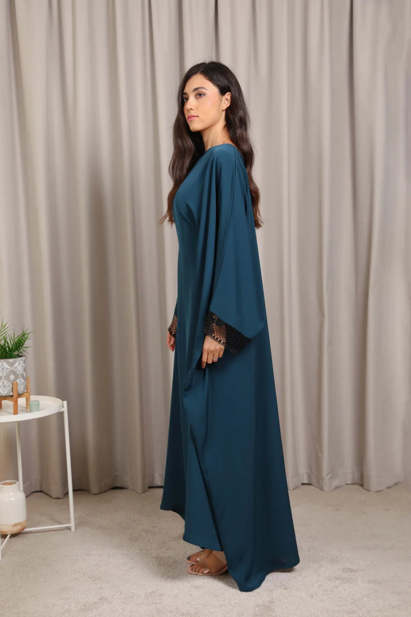 Nikias Nikias Turquoise Nida Butterfly Abaya – Elegant Flowing Design