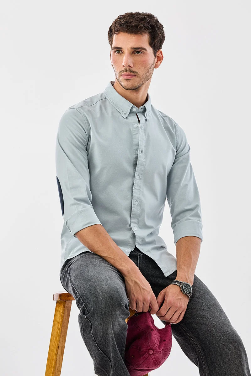 SNITCH Light Blue Solid Long Sleeve Slim Fit Shirt