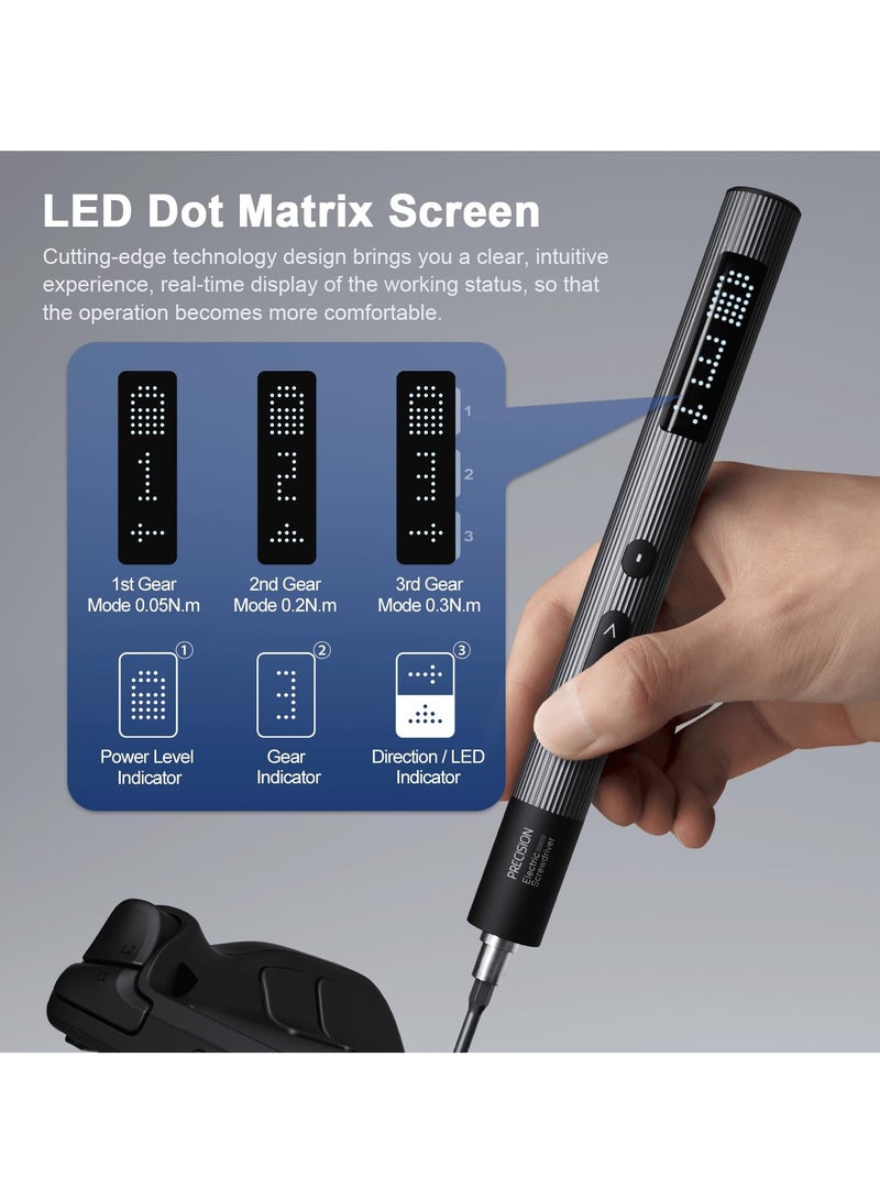 36 in 1 Electric Screwdriver Set with LED Screen - Mini Rechargeable Cordless Power Driver, 0.3N.m Torque, Leather Aluminum Case - Micro Repair Tool Kit for iPhone, PC, Watch, DIY Projects - Image 2