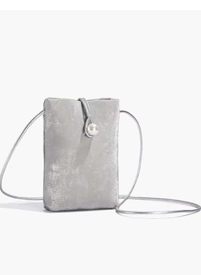 Silver PU Mini Phone Pouch-Small Bag- Stylish, Lightweight, and Convenient  - Image 1