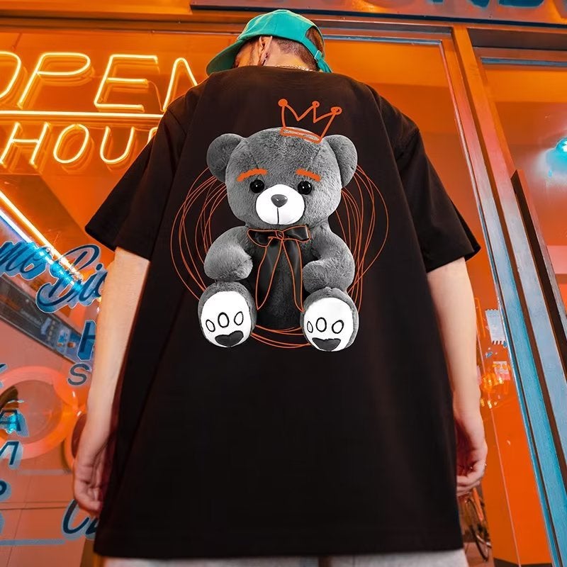 M2 Pure Cotton 2023 Men'S Oversize American Fashion Brand Fat Plus Size Loose Arrow Black Short Sleeve T-Shirt Half Sleeve - Image 3