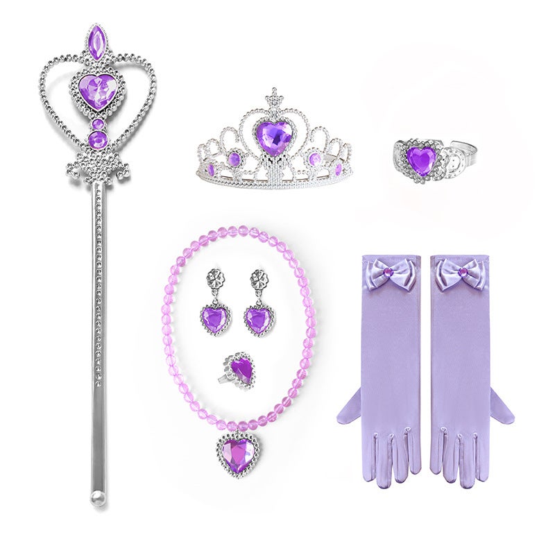 Generic Frozen Princess Heart Necklace Set F19 purple suit