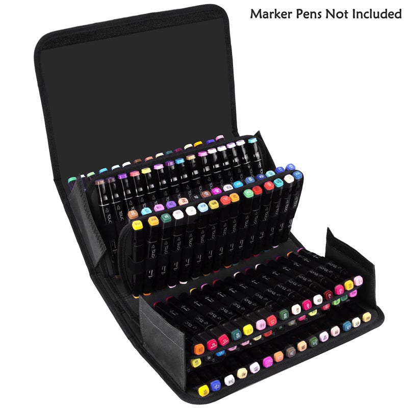 ADVcer Marker Case 120 Storage Holders, Foldable Extendable Oxford Lipstick Organizer with Carrying Handle, Shoulder Strap, QR Buckle, Zip Pocket for Copic, Prismacolor, Dry Erase, Color Paint Markers - Image 2