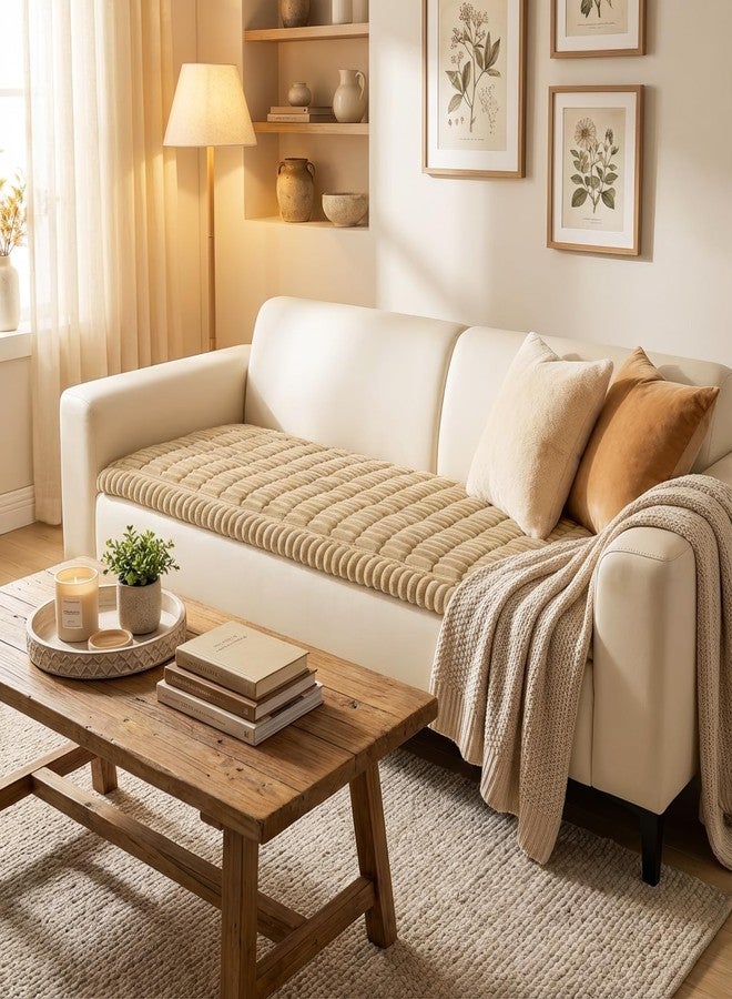 smiry غطاء أريكة سميري للكلاب، قابل للغسل، مانع للانزلاق، ناعم الملمس، مناسب للحيوانات الأليفة، غطاء أريكة سميك وناعم لحماية الوسائد (لون الجمل، 27.6 بوصة × 27.6 بوصة). - Image 2