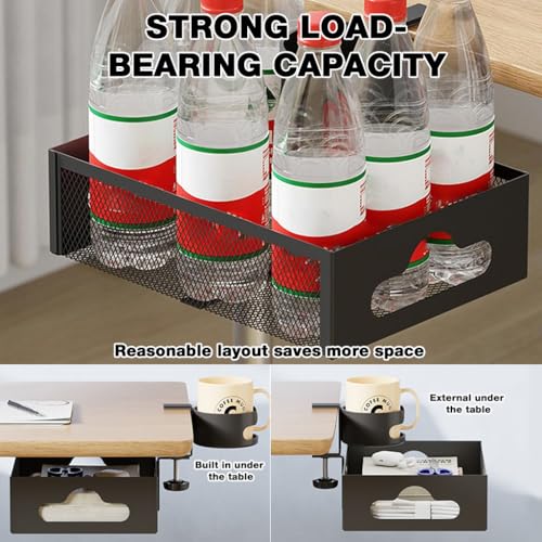 Climberty® 2 in 1 Desk Organizer with Cup Holder, Metal Wire Mesh Desk-Mount Storage Basket Case Cable Organizer, No Drill Desk Organizer for Home & Office, 26.2x19.5x7.5cm - Image 5