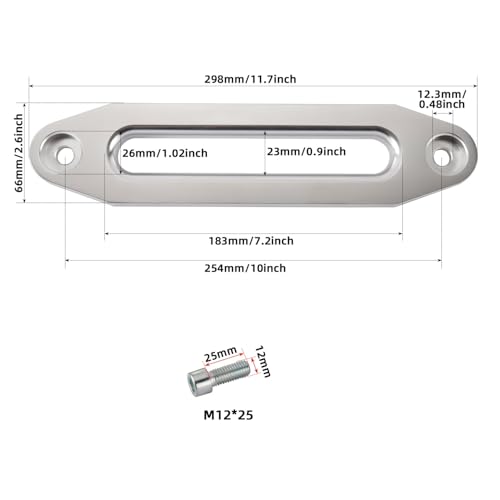 YaeKoo 10" Billet Polished Aluminum Hawse Fairlead Load Capacity 8000-15000 LBs with Mounting Hardware for Synthetic Winch Rope (Silver, 10") - Image 2