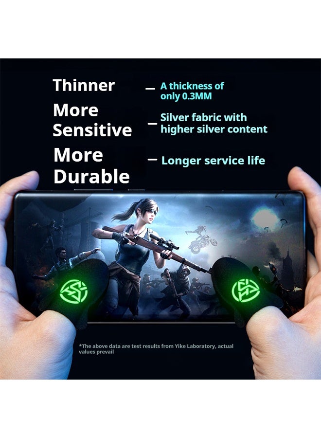 WAIKIL 4Pcs Mobile Gaming Finger Sleeves Black – Sweatproof Non-Slip Thumb Gloves Breathable Pain-Relief Covers with Metal Storage Box (5cm x 3cm) - Image 4