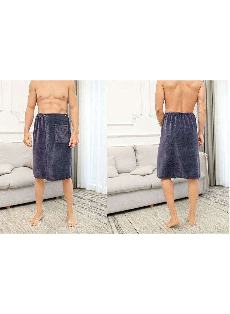 70*140 Men's Wearable Bath Towel 2 in 1 Beach Towel Superfine Fiber Soft Absorbent Anti-Slip Bath Skirt Shorts - Image 3