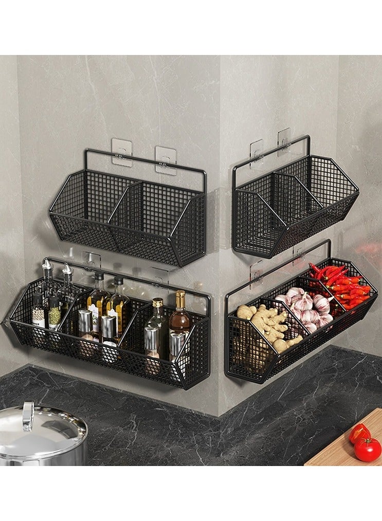 No-Drill Wall Basket Organizer - Rustproof Kitchen Storage for Spices, Utensils & Towels  - Image 1