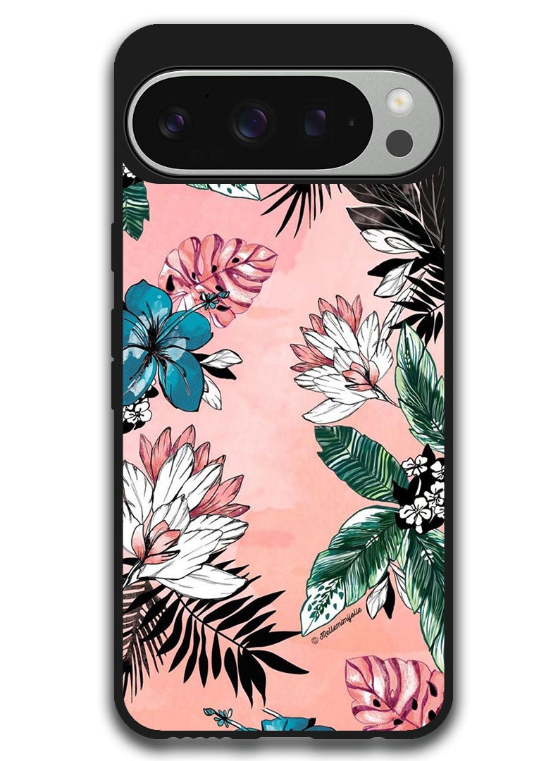 Theodor Protective Case Anti Scratch Shock Proof Bumper Cover For Google Pixel 9 Pro XL Flower and Leaves - Image 1
