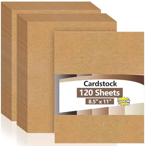 FSWCCK 120 Sheets Brown Kraft Cardstocks, 8.5 x 11 Inch Letter Size Thick Paper Cover Card Stock for Craft Projects, DIY Cards Making Tan Cardstock Paper (120 Sheets Brown) - Image 1