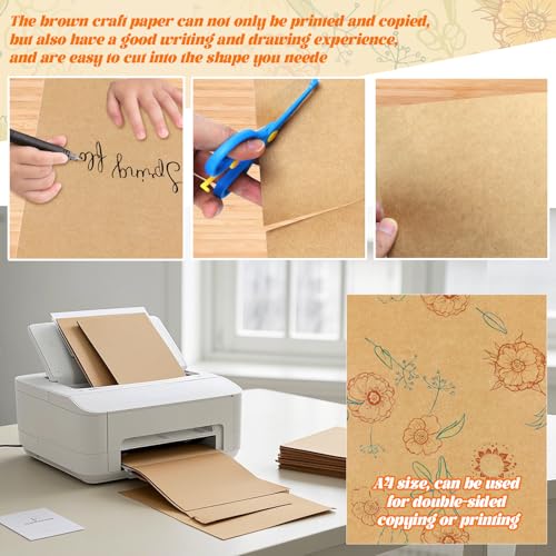 FSWCCK 120 Sheets Brown Kraft Cardstocks, 8.5 x 11 Inch Letter Size Thick Paper Cover Card Stock for Craft Projects, DIY Cards Making Tan Cardstock Paper (120 Sheets Brown) - Image 4