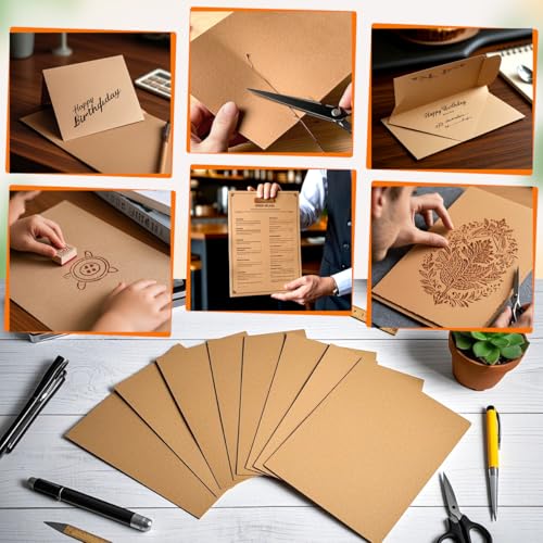 FSWCCK 120 Sheets Brown Kraft Cardstocks, 8.5 x 11 Inch Letter Size Thick Paper Cover Card Stock for Craft Projects, DIY Cards Making Tan Cardstock Paper (120 Sheets Brown) - Image 3