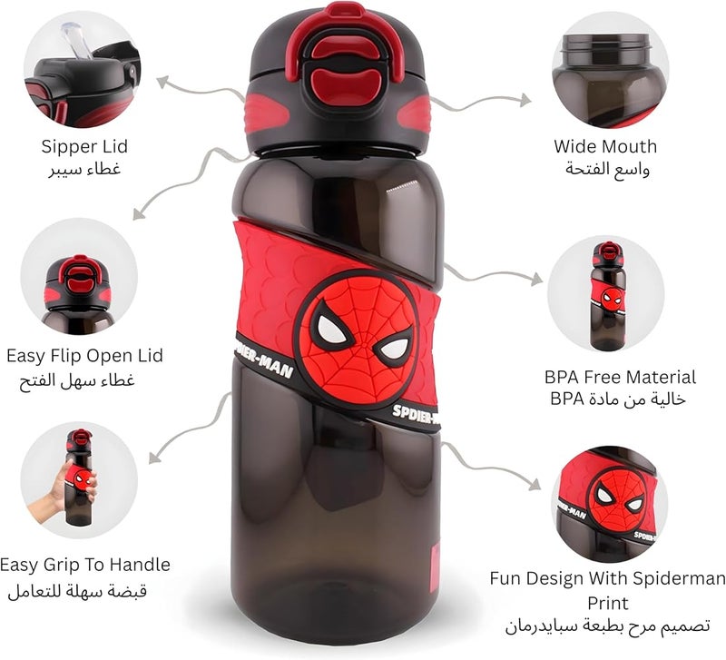 BrainGiggles Water Bottle for Boys – Leakproof, BPA-Free Kids, Lightweight Tritan Water Bottle with Strap for School, No Spill (700ML) - Image 2