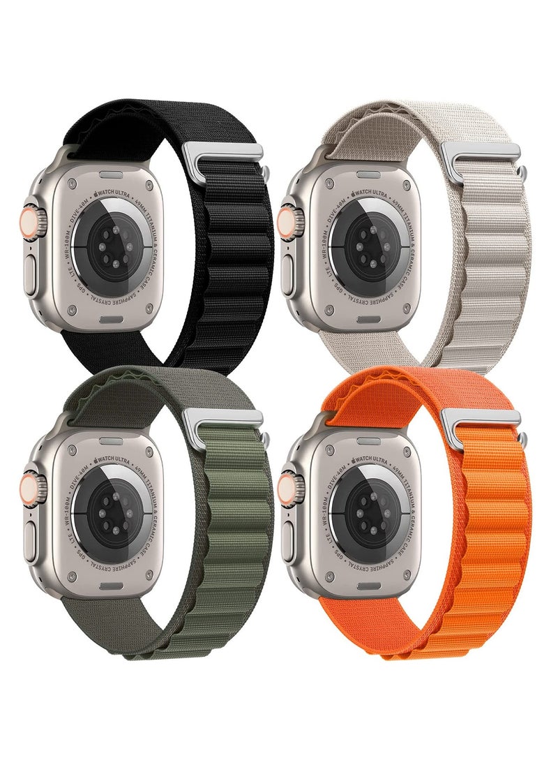 BORTONY - Apple Watch Band 38mm 40mm 41mm Alpine Loop Pack of 4 with Adjustable Sport Nylon Elastic Strap for iWatch Ultra 8 7 6 5 4 3 2 1 - Image 1