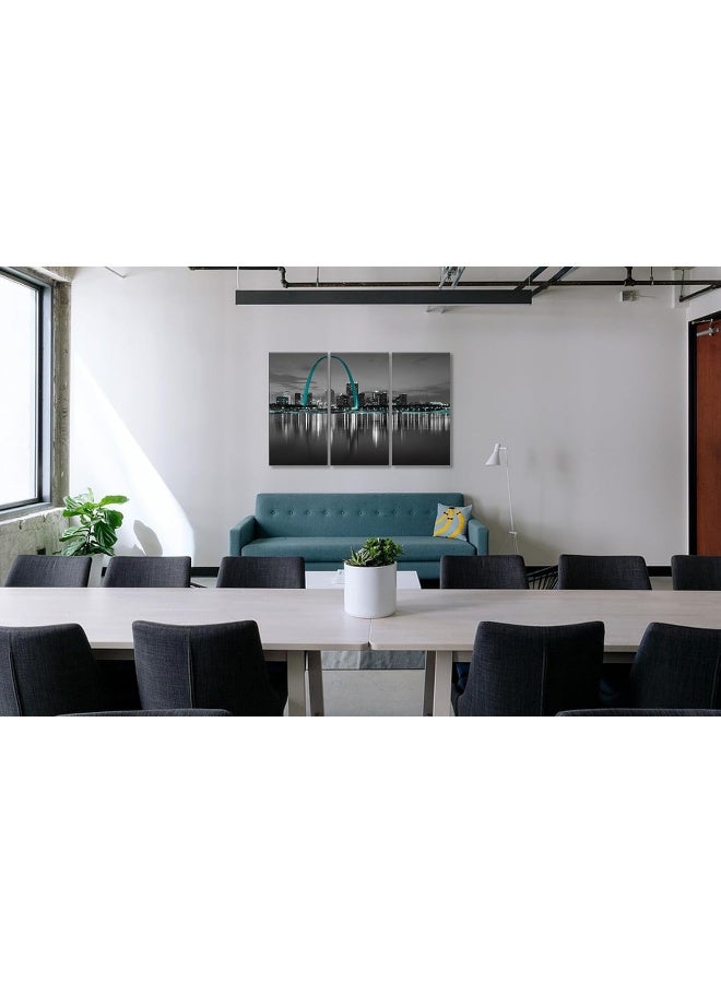Home Trove St. Louis Skyline Wall Art Gateway Arch Wall Decor Picture Canvas Print Black And White City Posters Painting Framed Home Living Room Bedroom Decoration 3 Piece Ready To Hang - Image 3