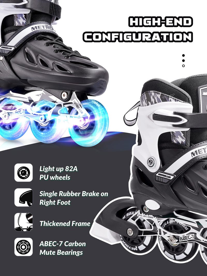 METROLLER Inline Skates for Girls and Boys, Women, Men 4 Sizes Adjustable Inline Skates with Light Up Wheels, Illuminating Beginner Skates for Kids & Adult Youth - Image 4