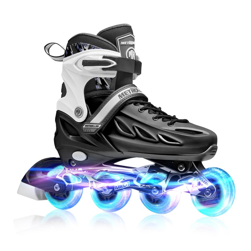 METROLLER Inline Skates for Girls and Boys, Women, Men 4 Sizes Adjustable Inline Skates with Light Up Wheels, Illuminating Beginner Skates for Kids & Adult Youth - Image 1