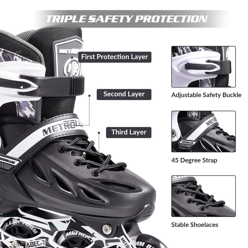 METROLLER Inline Skates for Girls and Boys, Women, Men 4 Sizes Adjustable Inline Skates with Light Up Wheels, Illuminating Beginner Skates for Kids & Adult Youth - Image 3