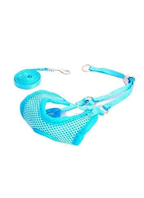 Puppy Harness And Leash Set - Adjustable Soft Mesh Comfort Fit Harness No Pull No Choke - Blue