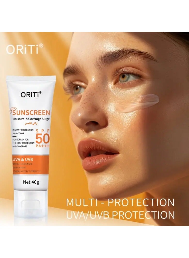 ORiTi 2 قطعة واقي شمس بلون بيج فاتح - حماية من الشمس وكريم خافي العيوب في واحد، ترطيب وتفتيح وعزل مع حماية مضادة للأكسدة، لون طبيعي 40 جرام - Image 2