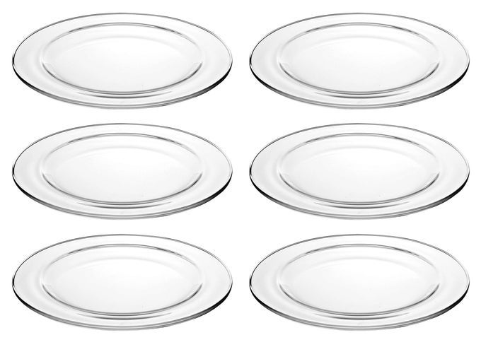 EUROPEAN GLASS SALAD DESSERT ROUND PLATE ARTISTICALLY DESIGNED 85 DIAMETER SET OF 6 MADE IN EUROPE