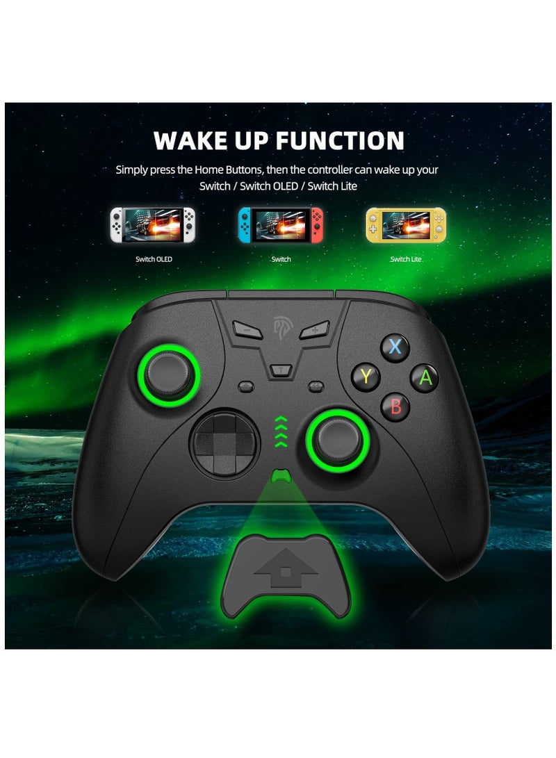 Wireless Switch Pro Controller for Nintendo Switch/Switch Lite/OLED - Features Programmable Buttons, Dual Vibration, Turbo Function, Green LED Light, Wake-Up Function, and Headphone Jack. - Image 2