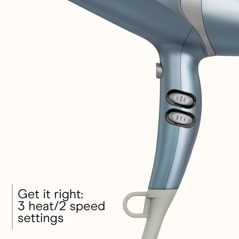 CONAIR Infiniti PRO CONAIR Hair Dryer with Diffuser and Concentrator  1875W Style & Shine Blow Dryer with Tourmaline and Ionic Conditioning to Fight Frizz  3 Heat & 2 Speed Settings  Blue - Image 3