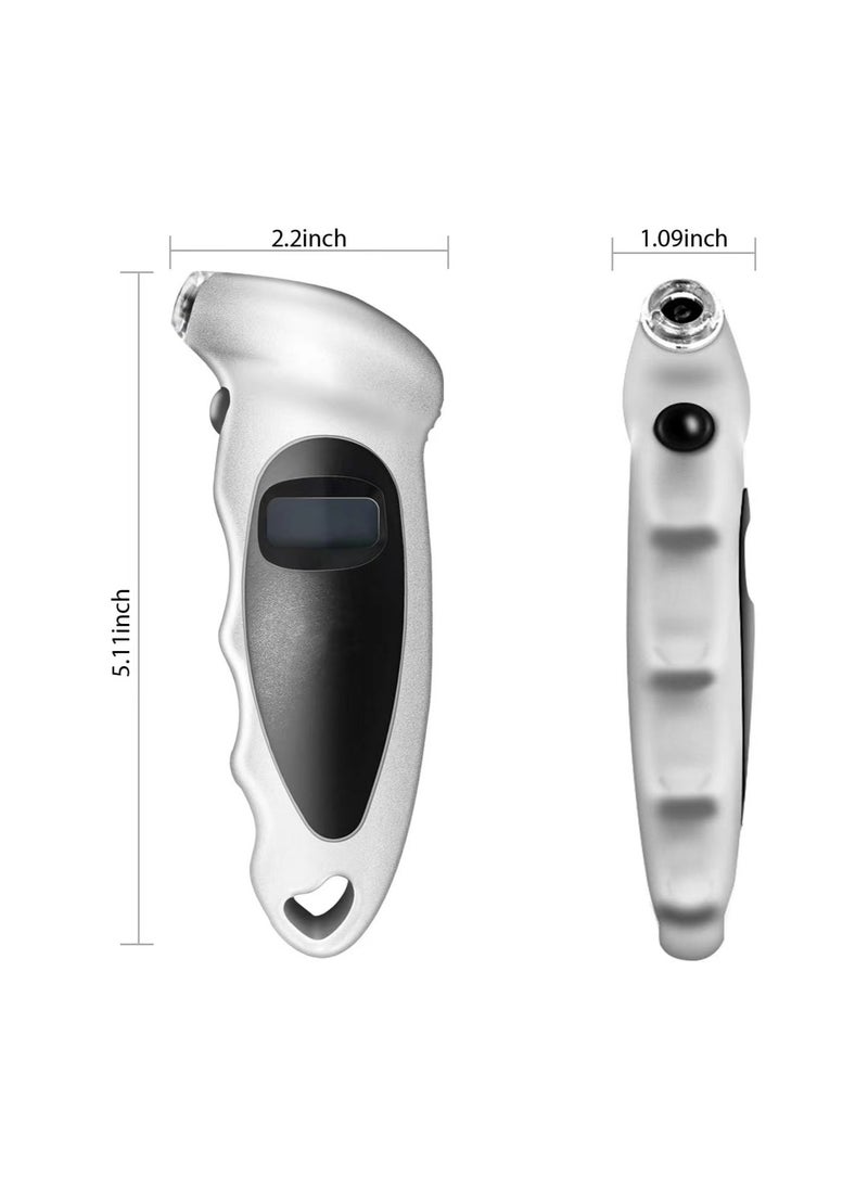 Digital Tire Pressure Gauge, 150PSI 4 Setting for Cars, Trucks and Bicycles, Backlit LCD and Anti-Skid Grip for Easy and Accurate Reading