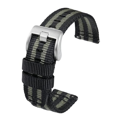 TACTICAL FROG Nylon Watch Bands 24mm, 2 Piece Fast Release Replacement Watch Strap for Men Women, Blackgrey - Image 1