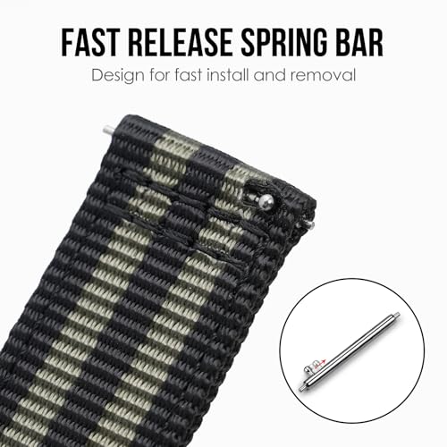 TACTICAL FROG Nylon Watch Bands 24mm, 2 Piece Fast Release Replacement Watch Strap for Men Women, Blackgrey - Image 4