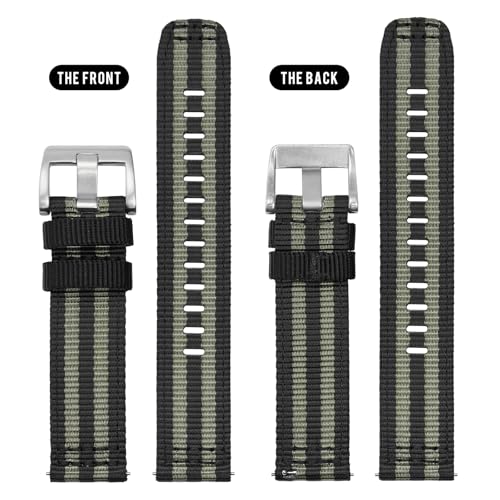 TACTICAL FROG Nylon Watch Bands 24mm, 2 Piece Fast Release Replacement Watch Strap for Men Women, Blackgrey - Image 2