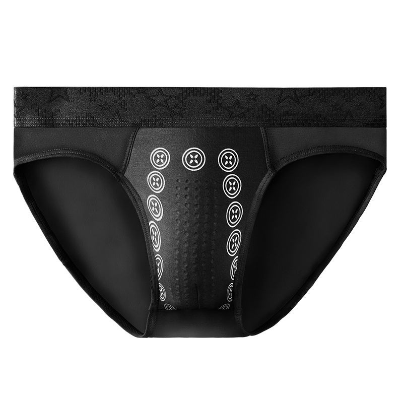 Mens Anion Underwear Mens Summer Thin Briefs Comfortable Breathable Sports Four-Corner Shorts Mid-Waist Underpants Black  - Image 1