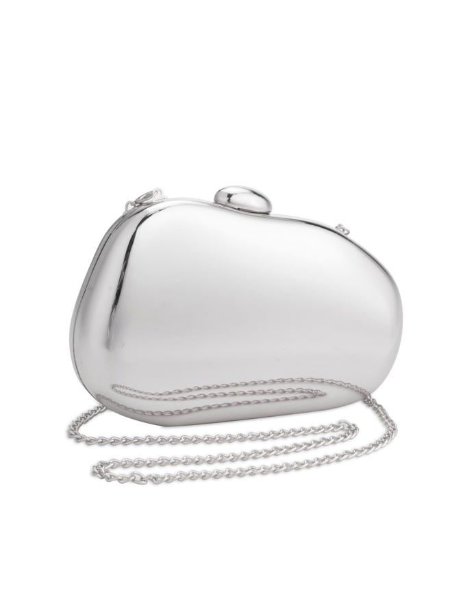 Gets Acrylic Clutch Purses for Women Gold Metallic Purse Silver Unique Handbag for Wedding Party Prom (Silver) - Image 1