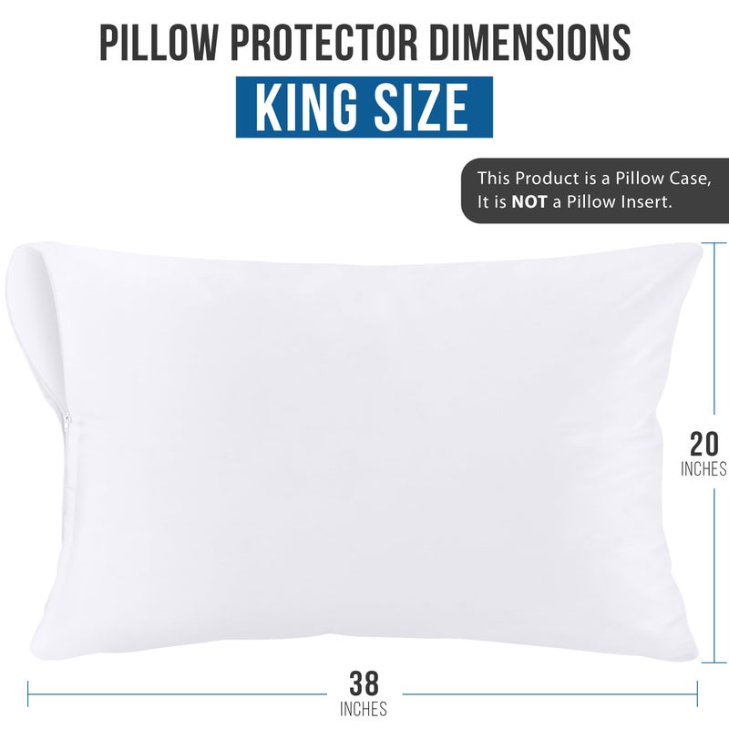 Utopia Bedding Waterproof Pillow Protectors Zippered (2 Pack, White) King Size, Zippered Pillowcases, Bed Bug Proof Pillow Encasement Covers 20 x 38 Inches - Image 4