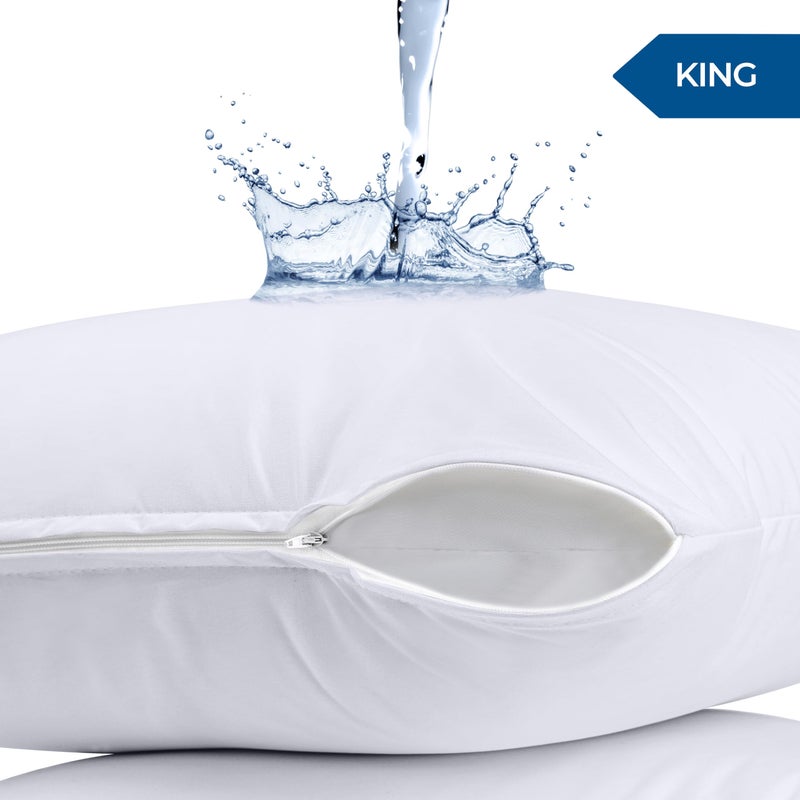 Utopia Bedding Waterproof Pillow Protectors Zippered (2 Pack, White) King Size, Zippered Pillowcases, Bed Bug Proof Pillow Encasement Covers 20 x 38 Inches - Image 3