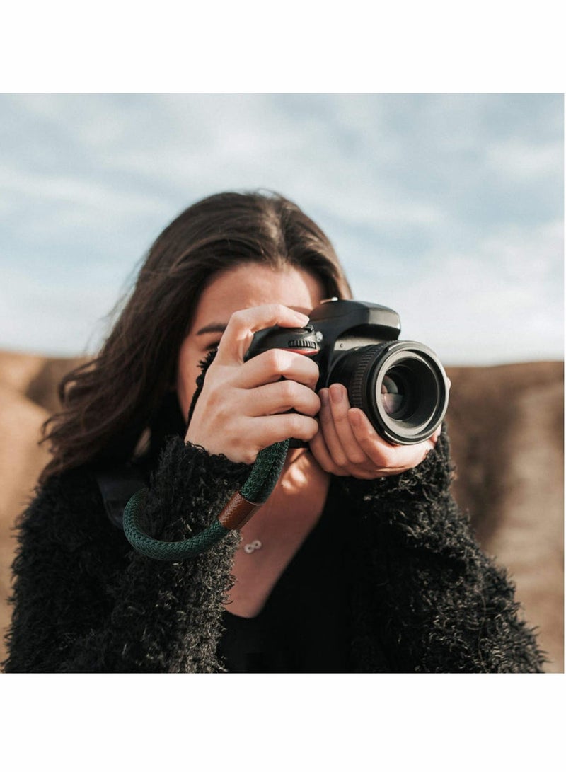 2 PCS Camera Hand Wrist Strap, Adjustable Wrist Strap Braided Wrist Strap Antislip Security Wrist Strap for Leica Canon Nikon Fuji Olympus Lumix Sony, Green and Brown - Image 2