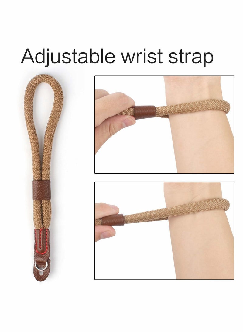 2 PCS Camera Hand Wrist Strap, Adjustable Wrist Strap Braided Wrist Strap Antislip Security Wrist Strap for Leica Canon Nikon Fuji Olympus Lumix Sony, Green and Brown - Image 4