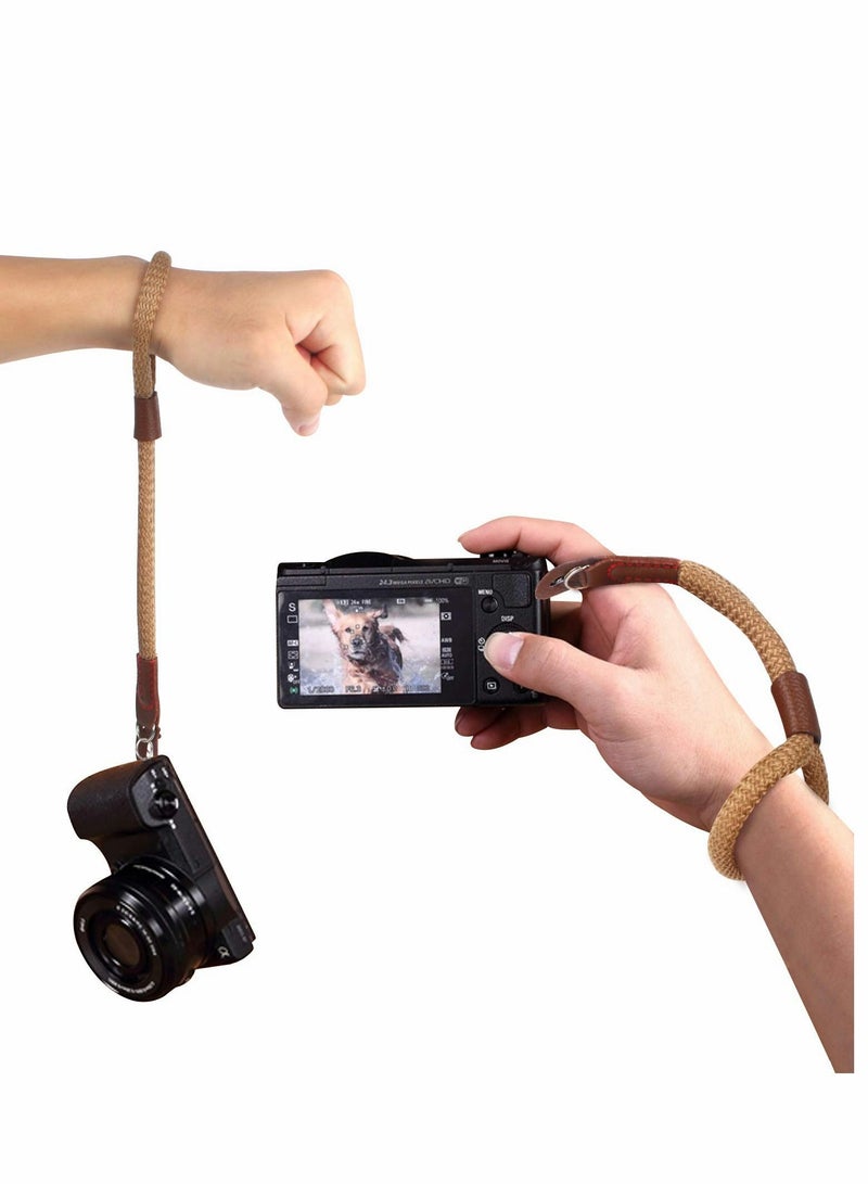 2 PCS Camera Hand Wrist Strap, Adjustable Wrist Strap Braided Wrist Strap Antislip Security Wrist Strap for Leica Canon Nikon Fuji Olympus Lumix Sony, Green and Brown - Image 5
