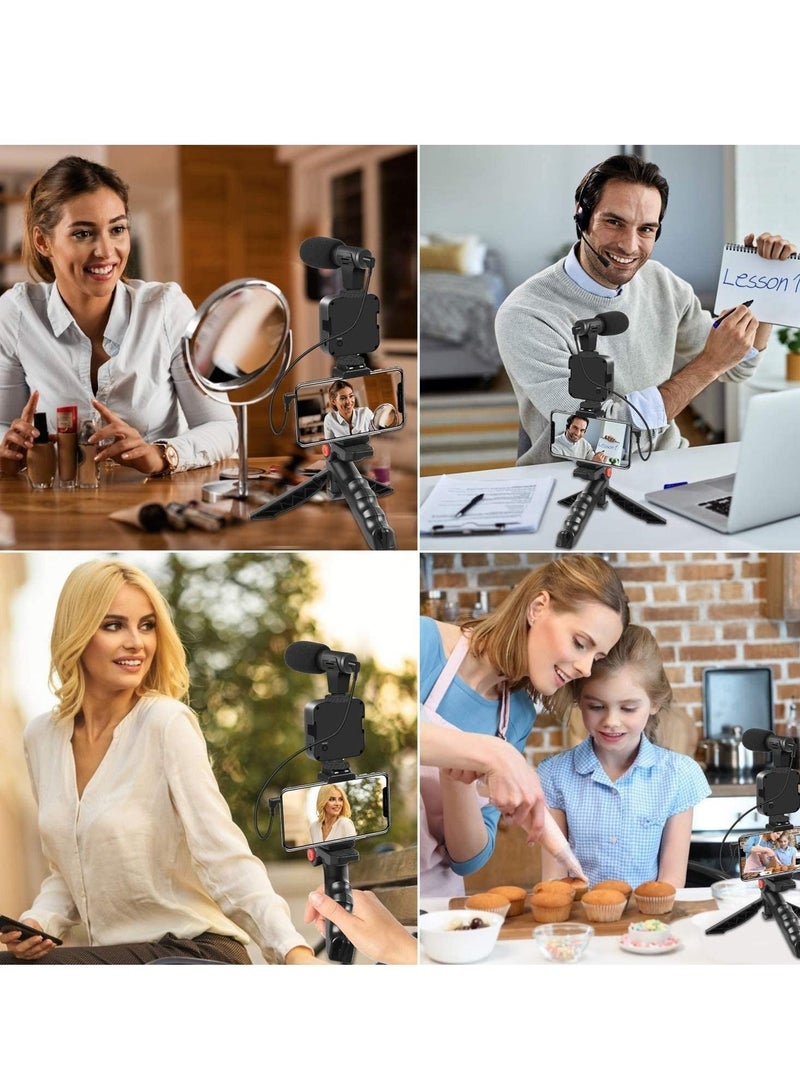 smartphone Vlogging Kit for Starter Video Recording, the set with Fill Light + Microphone + Tripod + Phone Clip for YouTube Tiktok Instagram Fitness Yoga - Image 3