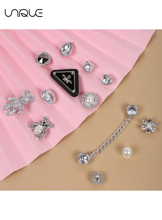 Unique 13Pcs Bling Shoe Charms Fits for Croc Clog Sandals Silver Shoe Accessories Decoration for Women Girls Birthday Gifts Party Favors - Image 3