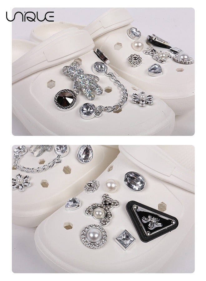 Unique 13Pcs Bling Shoe Charms Fits for Croc Clog Sandals Silver Shoe Accessories Decoration for Women Girls Birthday Gifts Party Favors - Image 5