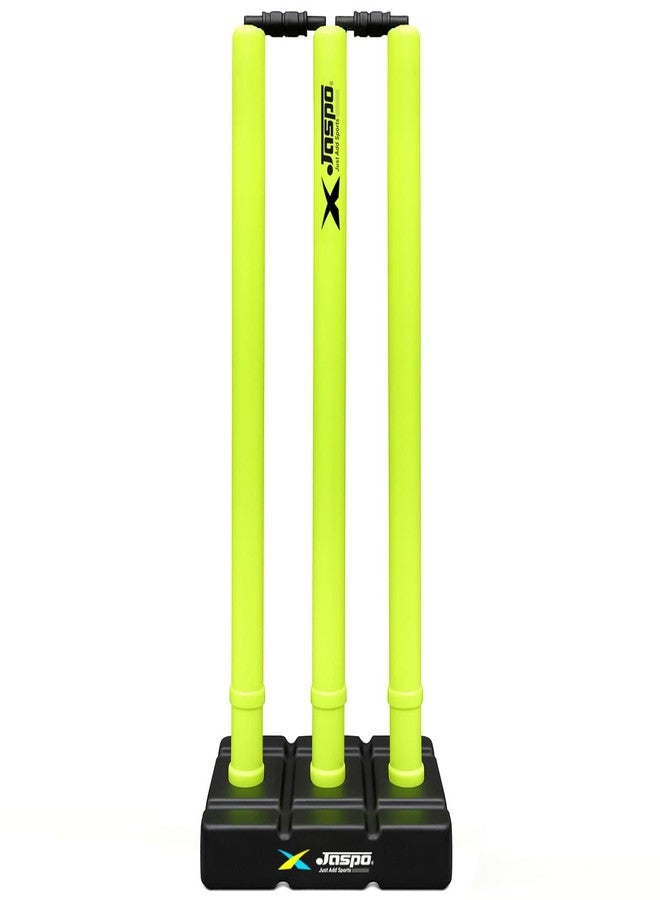 Jaspo Cricket Wicket Set - 30 Inch Neon Colour Plastic Stumps with Stand & Bails | Durable Cricket Wickets for Ground, Match, Tournament, Practice | Standard Size Cricket Kit for All Ages - Image 1