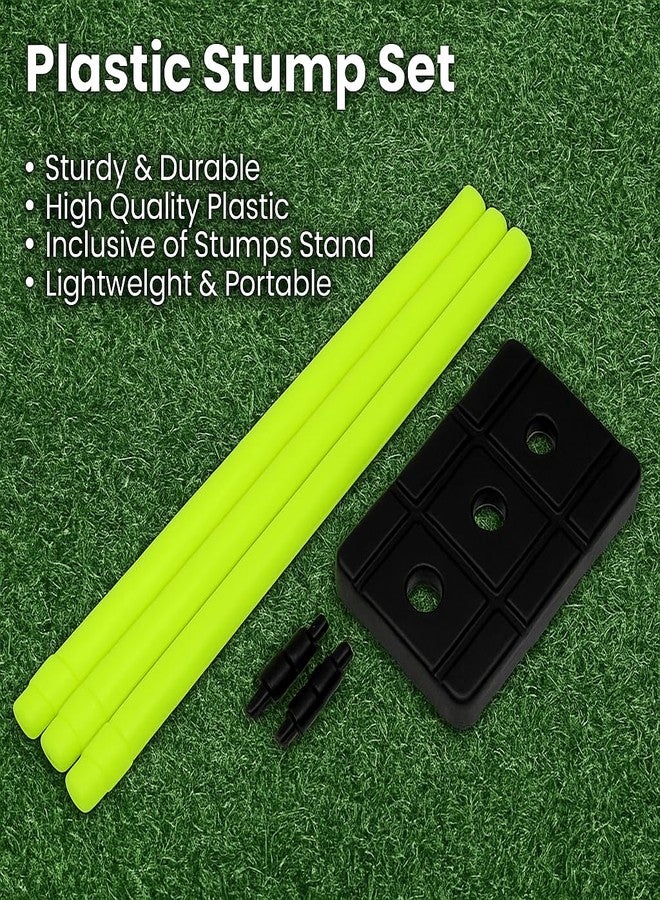 Jaspo Cricket Wicket Set - 30 Inch Neon Colour Plastic Stumps with Stand & Bails | Durable Cricket Wickets for Ground, Match, Tournament, Practice | Standard Size Cricket Kit for All Ages - Image 4