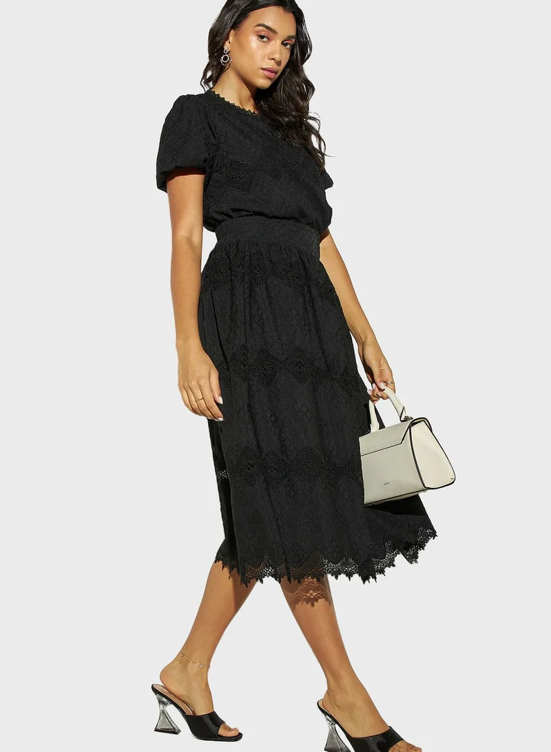 2Xtremz High Waist Lace Detail Skirt