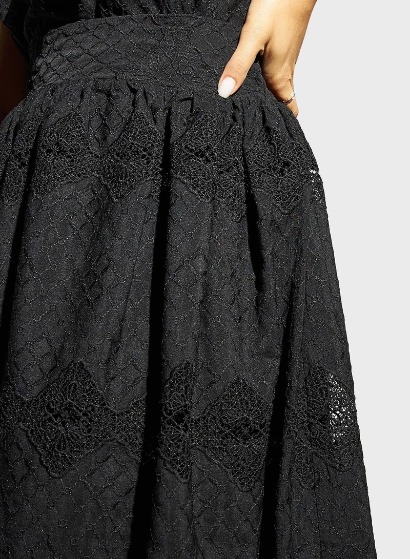 2Xtremz High Waist Lace Detail Skirt