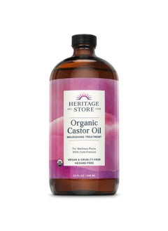 Heritage Store HERITAGE STORE Organic Castor Oil, Glass Bottle, Cold Pressed, Rich Hydration for Hair & Skin, Bold Lashes & Brows (32 Fl Oz)  - Image 1