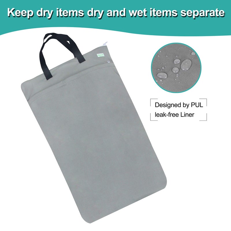 wegreeco Reusable Hanging Wet Dry Cloth Diaper Bag (Grey) - Image 4