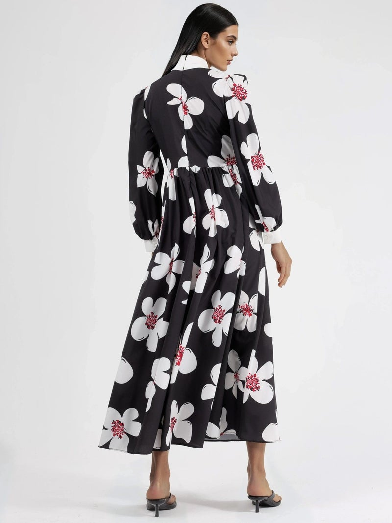 Jennyfer Floral Maxi Dress with Pussy-Bow Neckline - Image 3