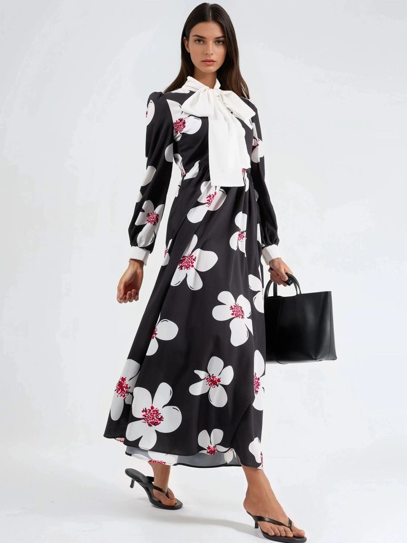 Jennyfer Floral Maxi Dress with Pussy-Bow Neckline - Image 2